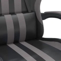 vidaXL Silla gaming giratoria y reposapiés cuero sintético negro gris Negro y gris Best