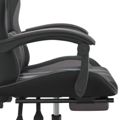 vidaXL Silla gaming giratoria y reposapiés cuero sintético negro gris Negro y gris Best