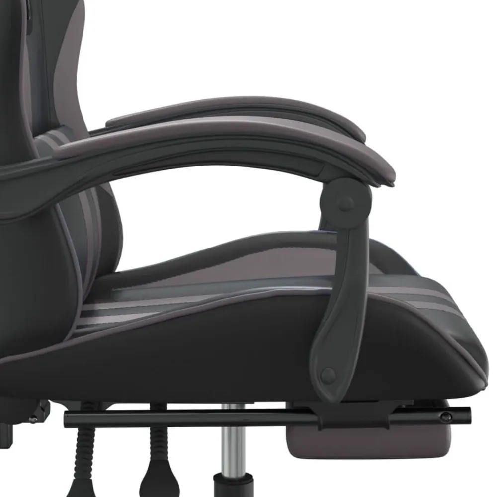 vidaXL Silla gaming giratoria y reposapiés cuero sintético negro gris Negro y gris Best