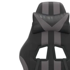 vidaXL Silla gaming giratoria y reposapiés cuero sintético negro gris Negro y gris Best