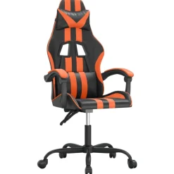 vidaXL Silla gaming giratoria cuero sintético Negro y naranja Hot