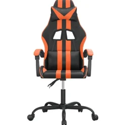 vidaXL Silla gaming giratoria cuero sintético Negro y naranja Hot