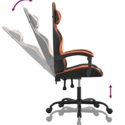 vidaXL Silla gaming giratoria cuero sintético Negro y naranja Hot