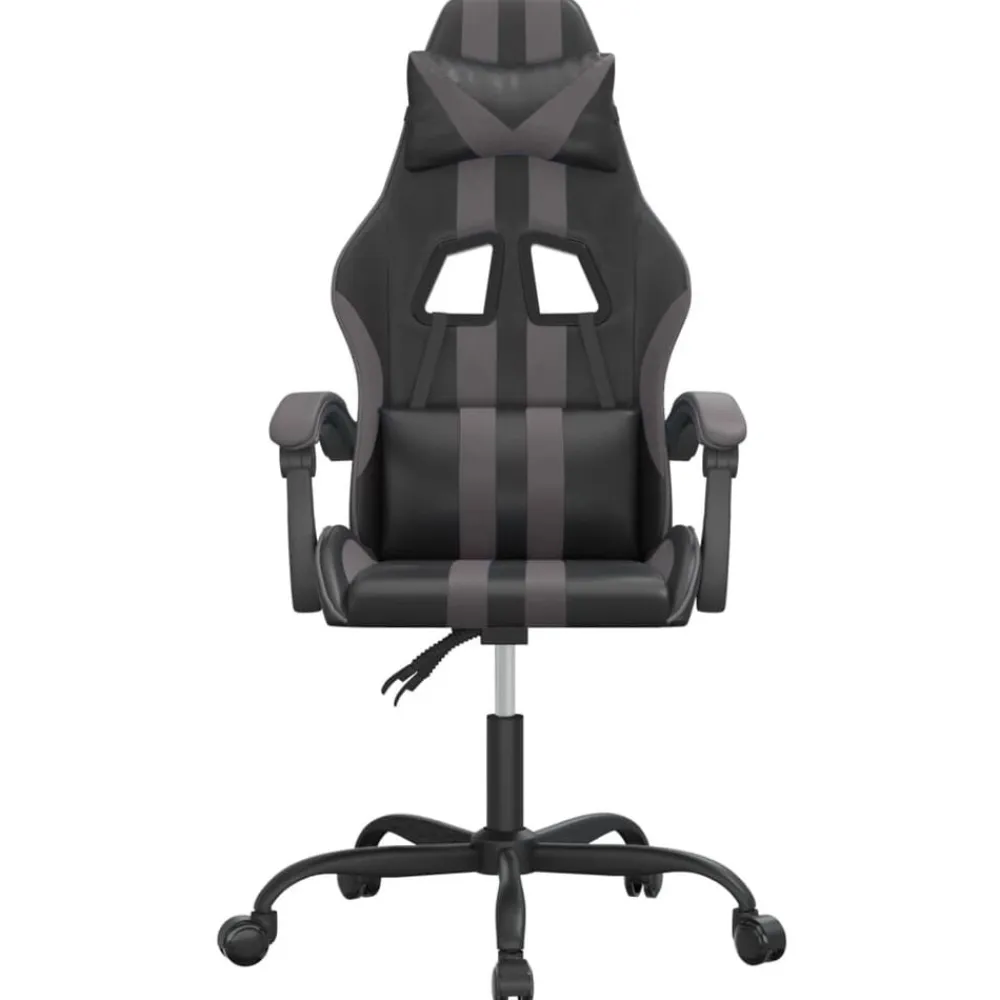 vidaXL Silla gaming giratoria cuero sintético Negro y gris
