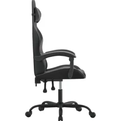 vidaXL Silla gaming giratoria cuero sintético Negro y gris
