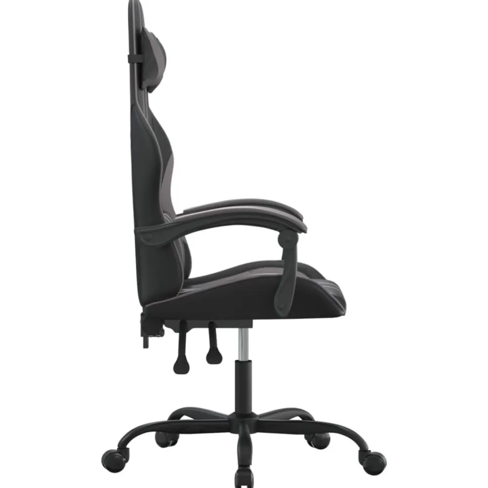 vidaXL Silla gaming giratoria cuero sintético Negro y gris