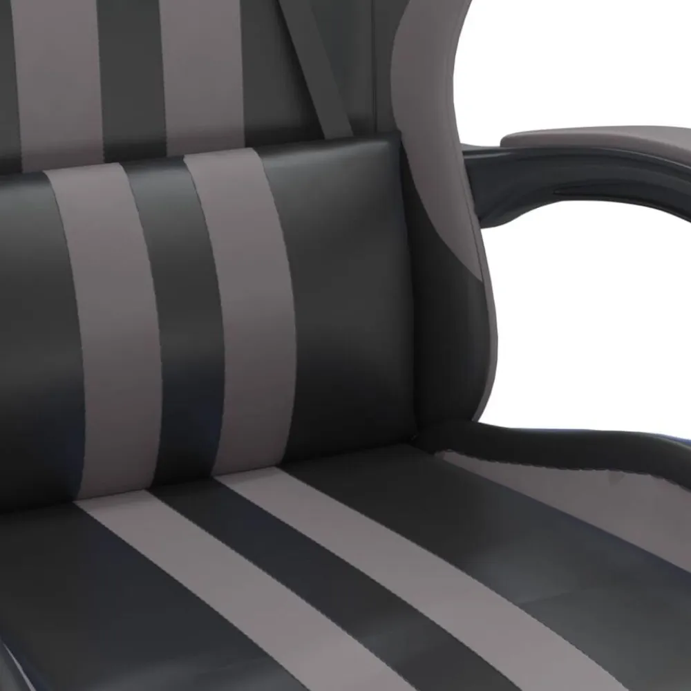vidaXL Silla gaming giratoria cuero sintético Negro y gris