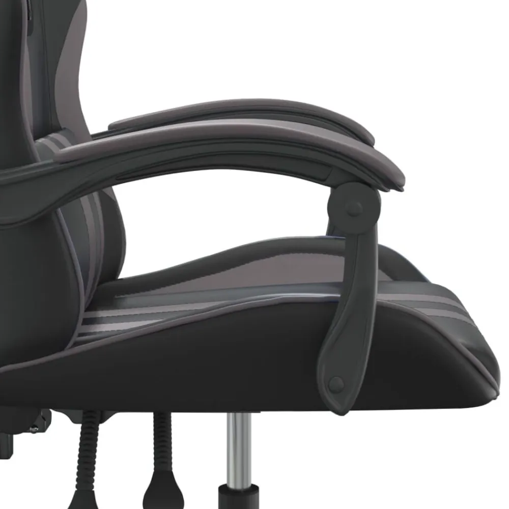 vidaXL Silla gaming giratoria cuero sintético Negro y gris