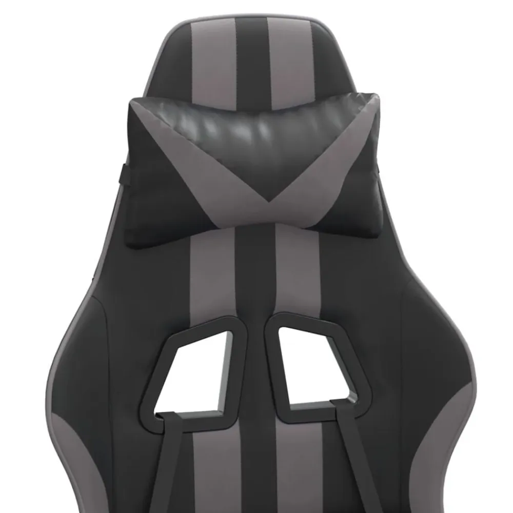 vidaXL Silla gaming giratoria cuero sintético Negro y gris