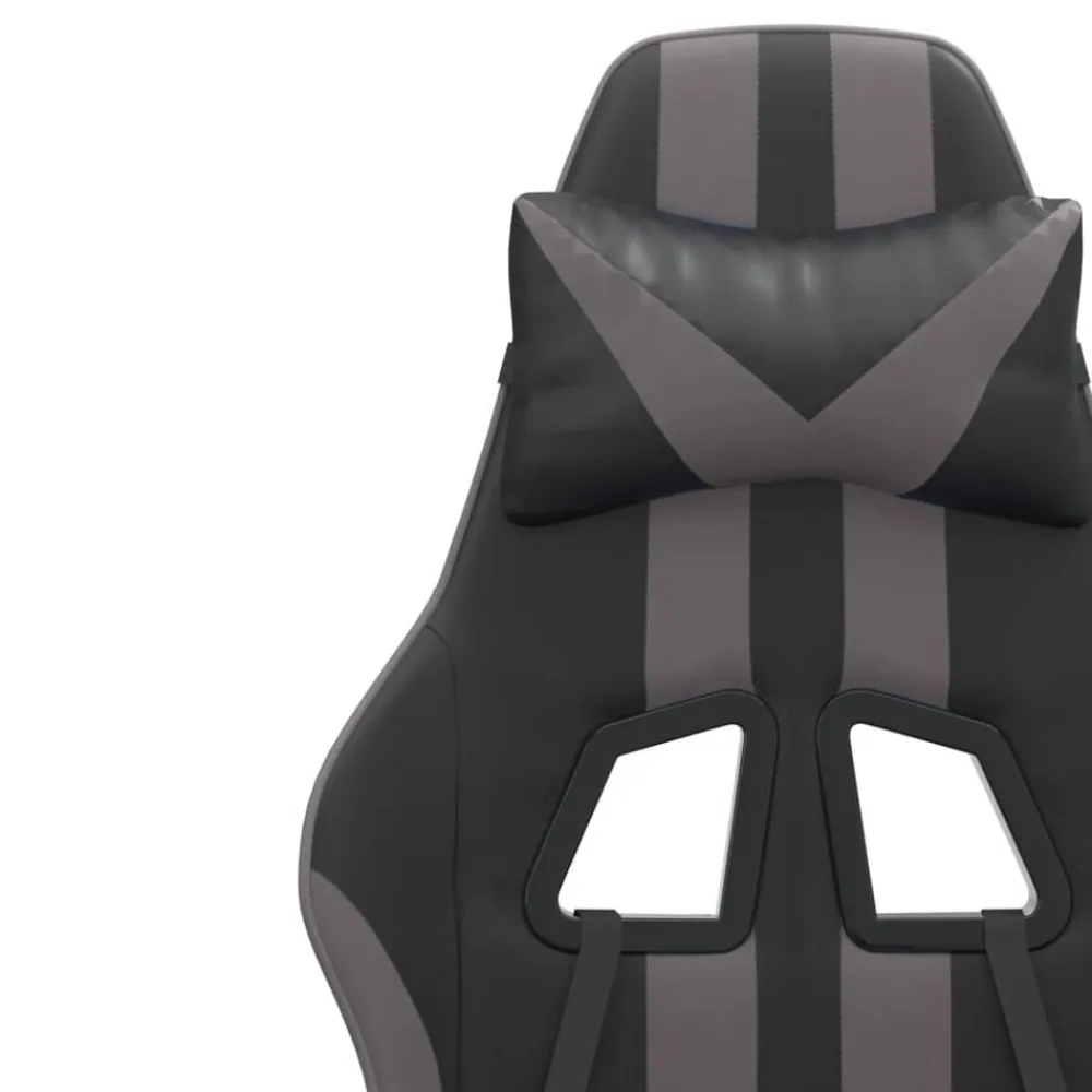 vidaXL Silla gaming giratoria cuero sintético Negro y gris