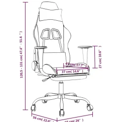 vidaXL Sillas-Silla gaming masaje y reposapiés cuero sintético negro blanco