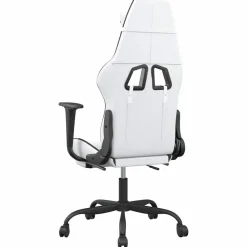 vidaXL Sillas-Silla gaming masaje y reposapiés cuero sintético negro blanco