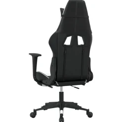 vidaXL Sillas-Silla gaming masaje y reposapiés cuero sintético negro blanco