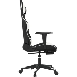vidaXL Sillas-Silla gaming masaje y reposapiés cuero sintético negro blanco