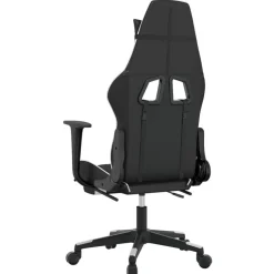 vidaXL Sillas-Silla gaming masaje y reposapiés cuero sintético negro blanco