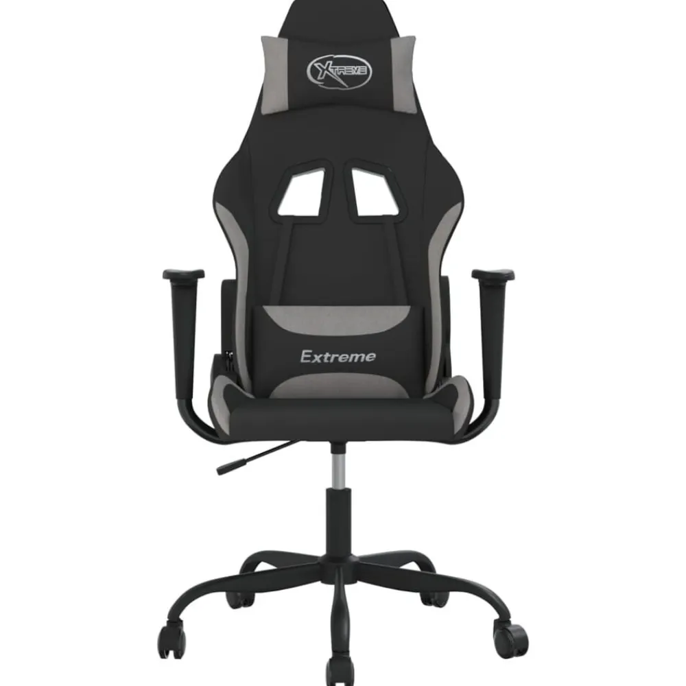 vidaXL Sillas-Silla gaming tela gris claro y negro