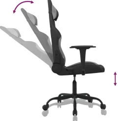 vidaXL Sillas-Silla gaming tela gris claro y negro