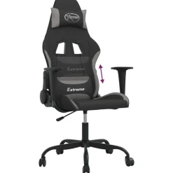 vidaXL Sillas-Silla gaming tela gris claro y negro