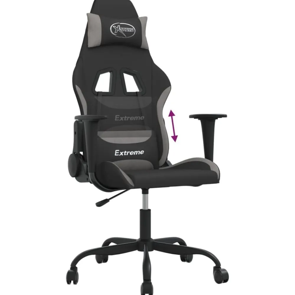 vidaXL Sillas-Silla gaming tela gris claro y negro