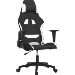 vidaXL Silla gaming tela Negro y blanco New