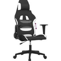 vidaXL Silla gaming tela Negro y blanco New
