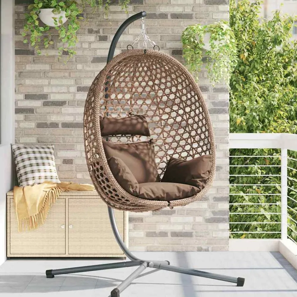 vidaXL Jardín-Silla huevo colgante 104 x 100 x 191 cm ratán sintético
