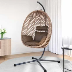 vidaXL Jardín-Silla huevo colgante 104 x 100 x 191 cm ratán sintético