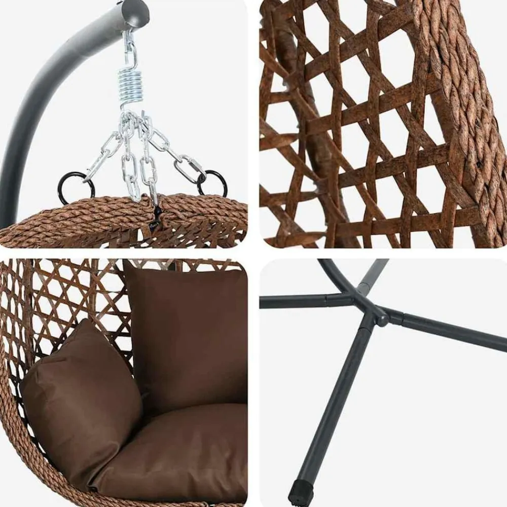 vidaXL Jardín-Silla huevo colgante 104 x 100 x 191 cm ratán sintético