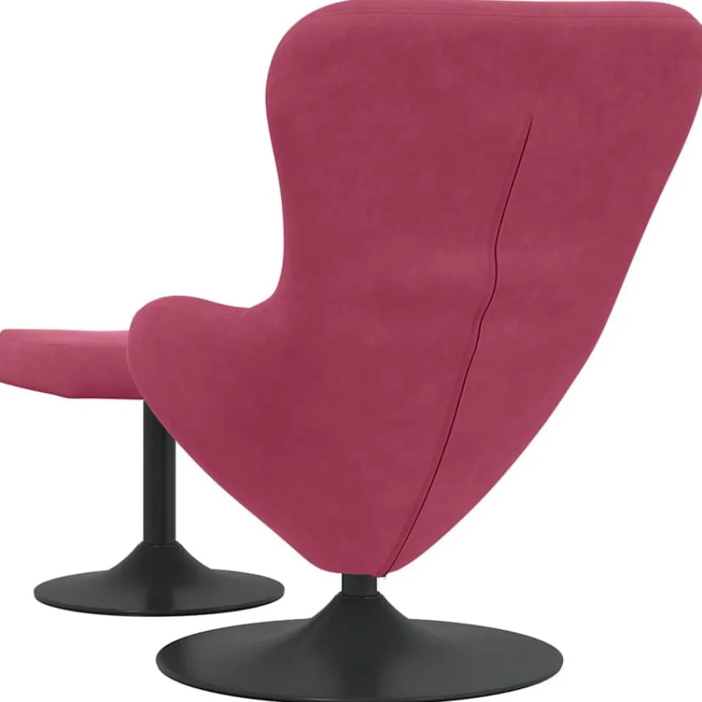 vidaXL Sillas-Silla Huevo con Puff Rojo vino Terciopelo