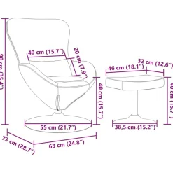 vidaXL Sillas-Silla Huevo con Puff Rojo vino Terciopelo