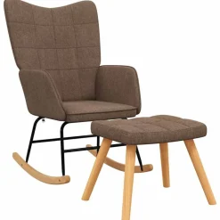 vidaXL Silla mecedora con reposapiés tela marrón Marr&oacute;n New