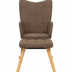 vidaXL Silla mecedora con reposapiés tela marrón Marr&oacute;n New