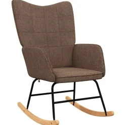 vidaXL Silla mecedora con reposapiés tela marrón Marr&oacute;n New