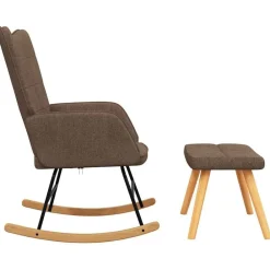 vidaXL Silla mecedora con reposapiés tela marrón Marr&oacute;n New