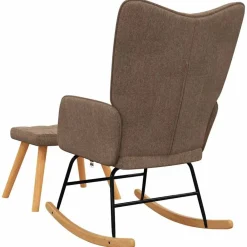 vidaXL Silla mecedora con reposapiés tela marrón Marr&oacute;n New