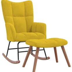 vidaXL Sillas-Silla mecedora con reposapiés tela
