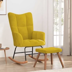 vidaXL Sillas-Silla mecedora con reposapiés tela