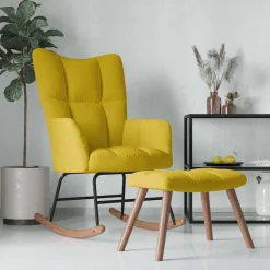 vidaXL Sillas-Silla mecedora con reposapiés tela