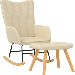 vidaXL Sillas-Silla mecedora con reposapiés tela color