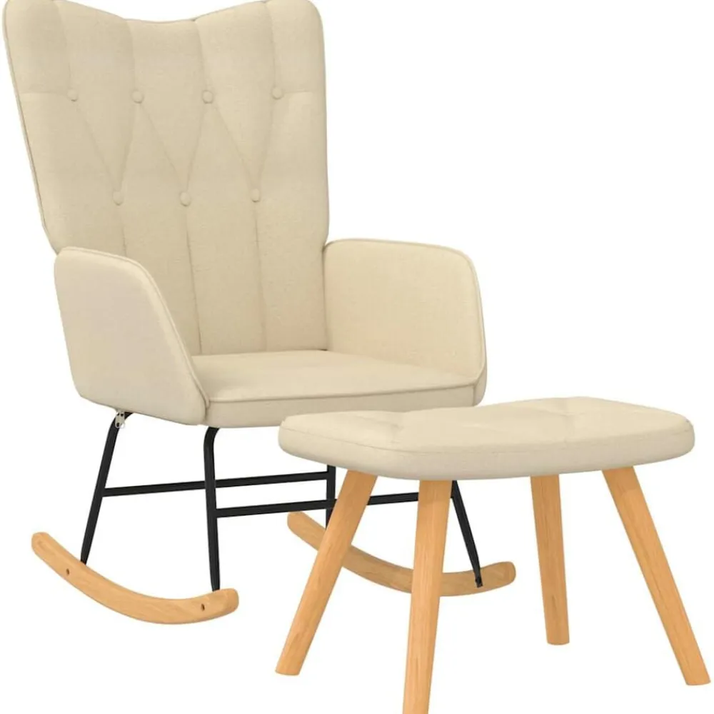 vidaXL Sillas-Silla mecedora con reposapiés tela color