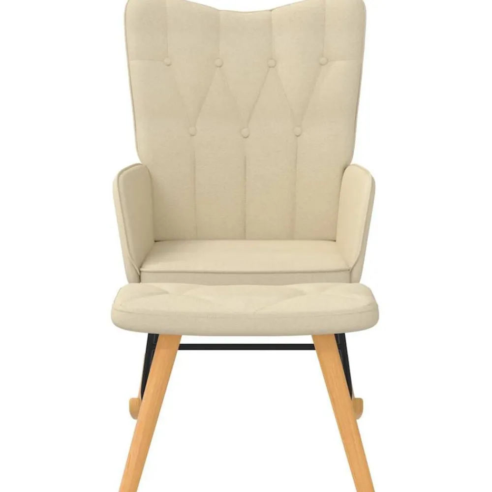 vidaXL Sillas-Silla mecedora con reposapiés tela color