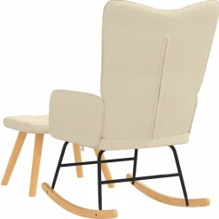 vidaXL Sillas-Silla mecedora con reposapiés tela color
