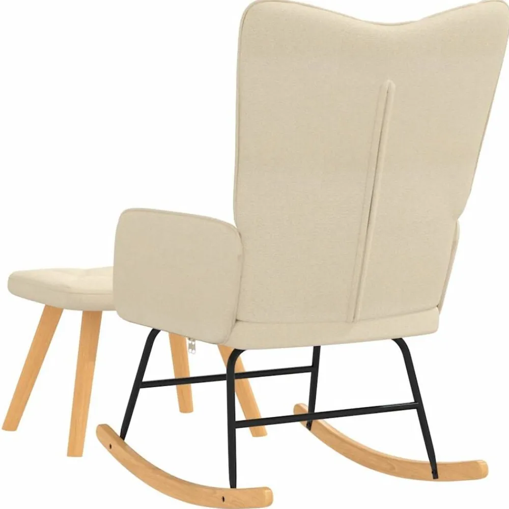 vidaXL Sillas-Silla mecedora con reposapiés tela color