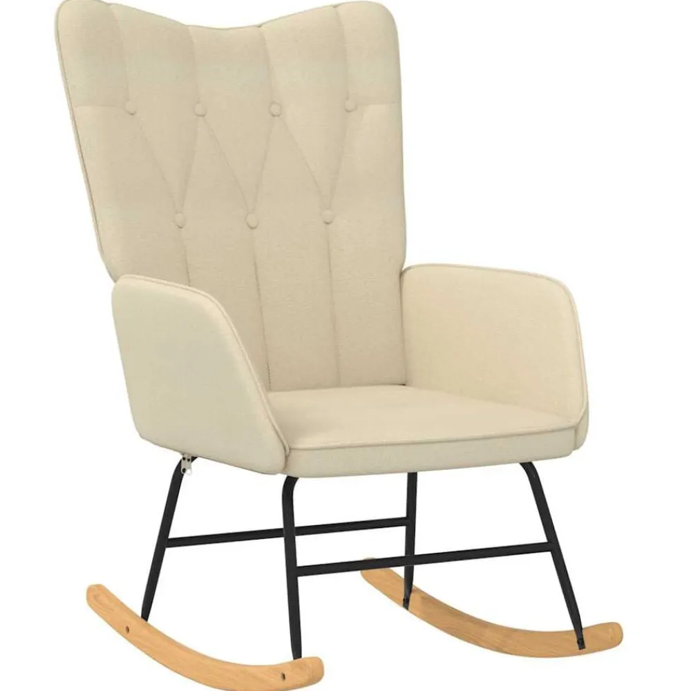 vidaXL Sillas-Silla mecedora con reposapiés tela color
