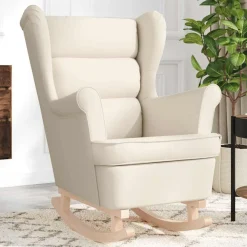 vidaXL Silla mecedora de lino 74x90x102 cm Blanco Hot
