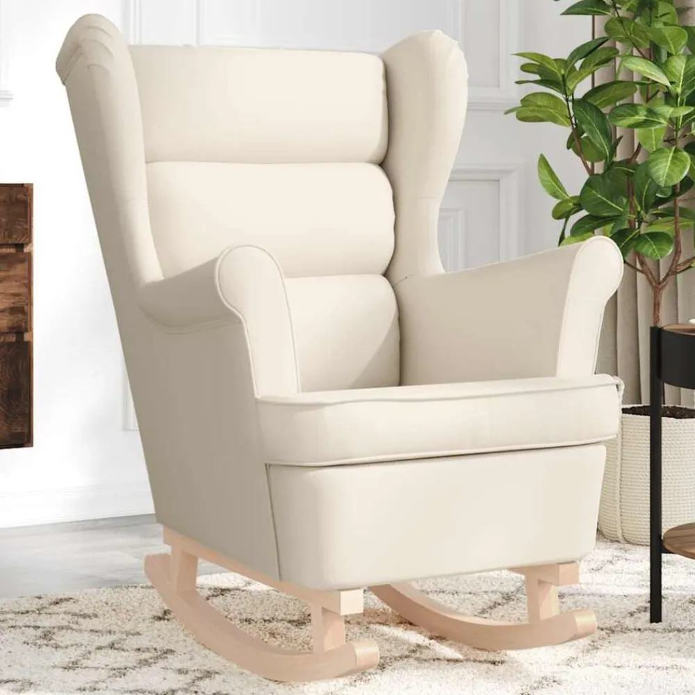 vidaXL Silla mecedora de lino 74x90x102 cm Blanco Hot