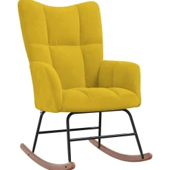 vidaXL Silla mecedora de terciopelo Amarillo mostaza New