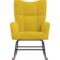 vidaXL Silla mecedora de terciopelo Amarillo mostaza New