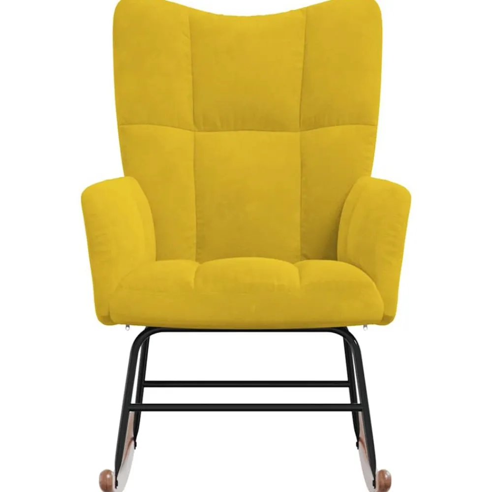 vidaXL Silla mecedora de terciopelo Amarillo mostaza New