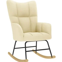 vidaXL Silla mecedora de tela color Crema